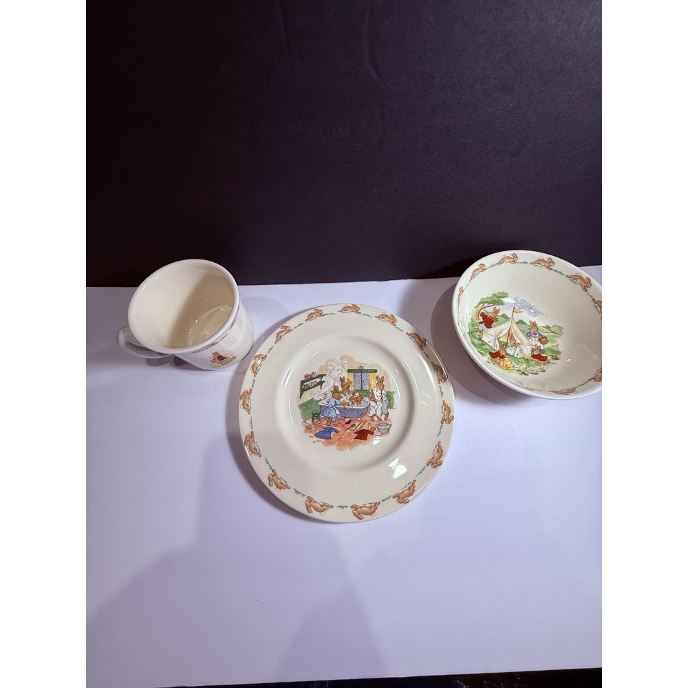 Royal Doulton Bunnykins Child's 3 Piece Set Plate Bowl Mug Fine Bone China